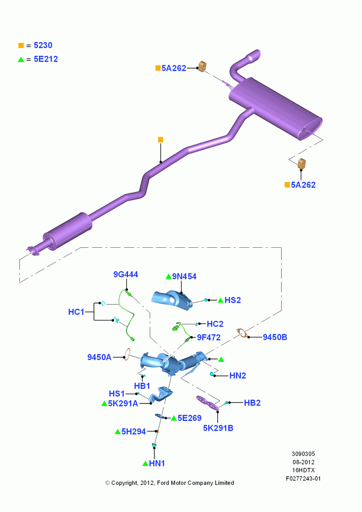 05C - Exhaust System, 1.6L PI TC I4 ETHNL, 6 Speed Manual Trans - B6; 13/AUG/2012-14/JUL/2014