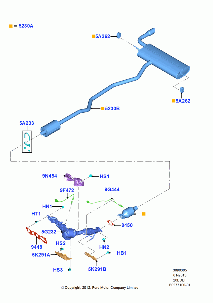 05E - Exhaust System, 2.0L Duratec Hybrid (130kW), Plug-In Gas/Electric Hybrid; 21/JAN/2013