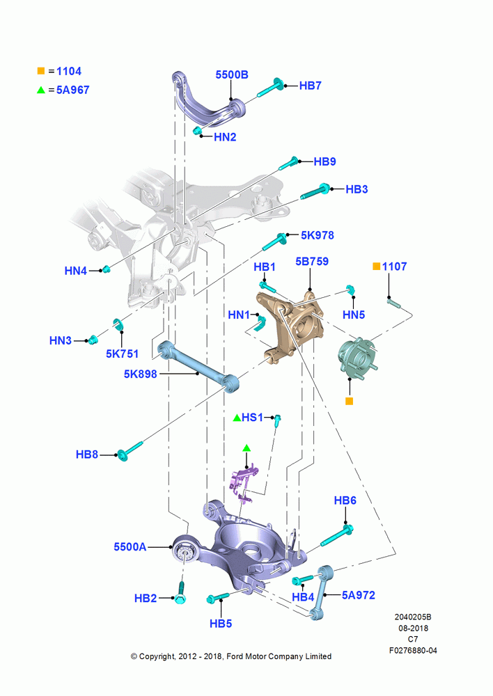 05B - Rear Knuckle and Suspension Arms, LHD 4WD (FTD); 13/AUG/2012