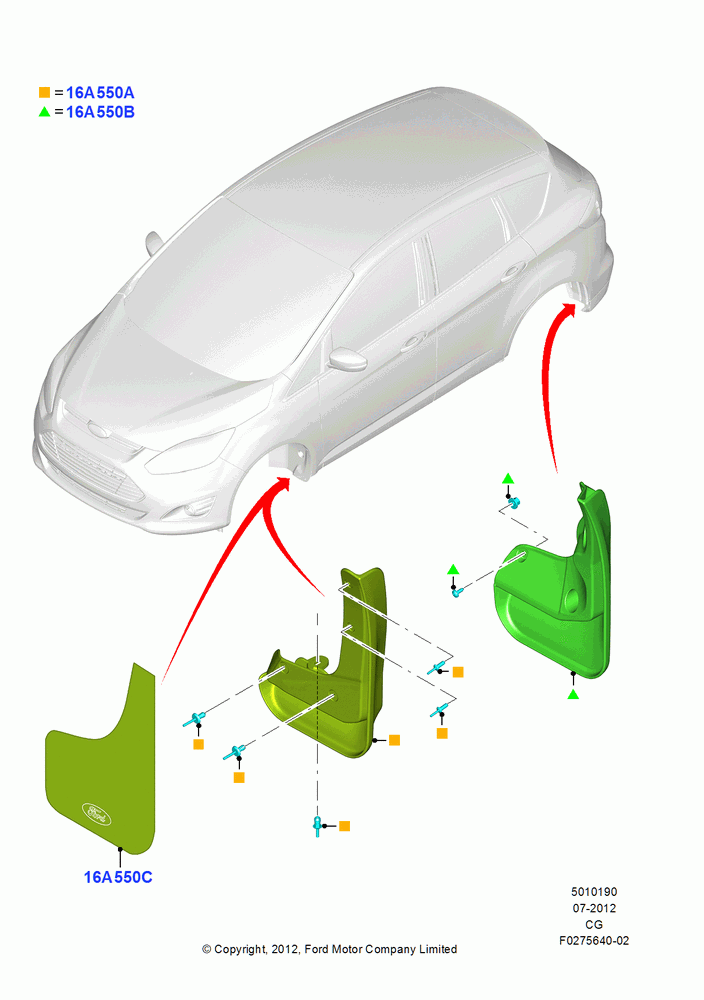 90XA - Mudflaps, (+) "NA Market ", Accessory; 23/JUL/2012-26/APR/2018