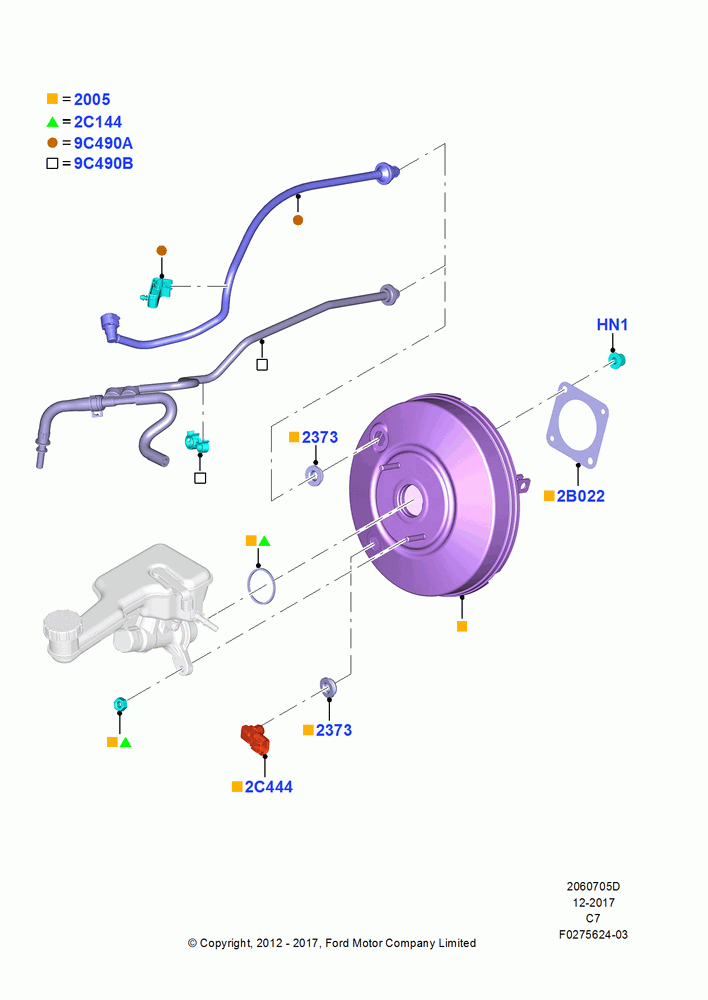 05D - Brake Booster, 2.5L Duratec (110kW/150PS), 6 Speed Auto Trans 6F Mid-Range, 2.5L Duratec FFV (125kW/170PS), 2.0L EcoBoost (240PS), 6 Speed Auto Transmission 6F55; 13/AUG/2012-04/APR/2016