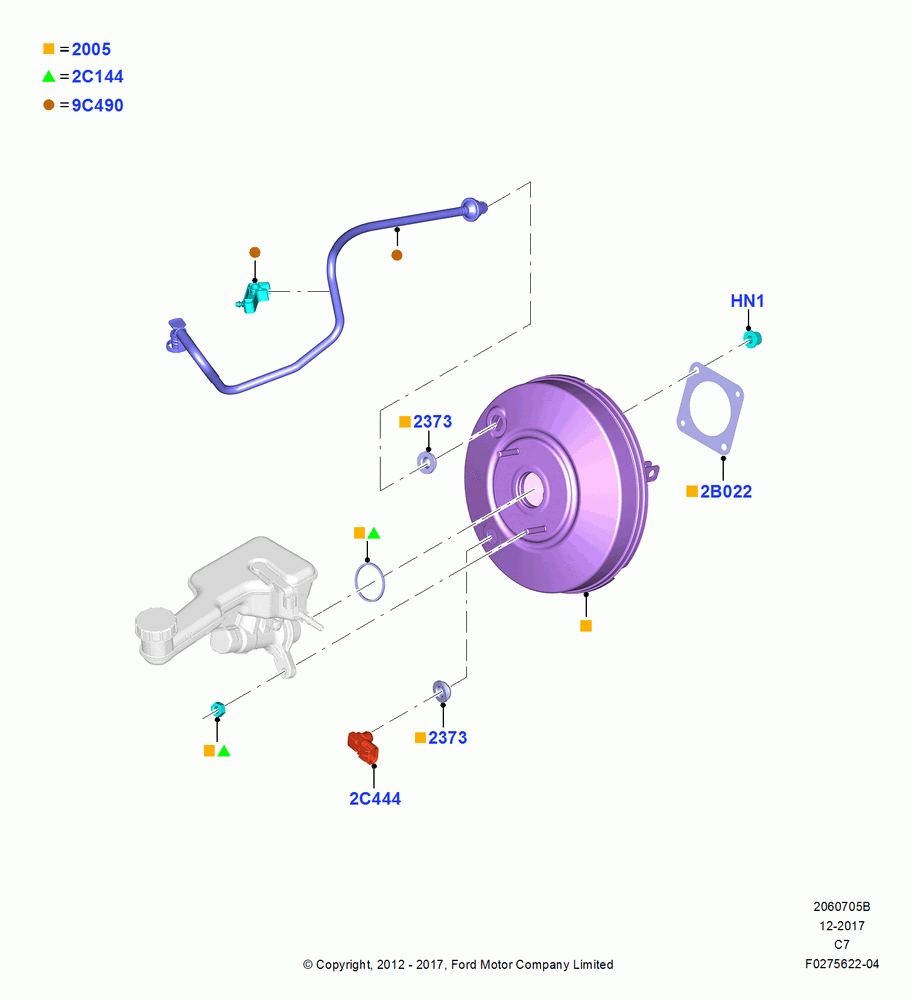 05B - Brake Booster, 1.6L PI TC I4 ETHNL, 6 Speed Auto Trans 6F Mid-Range, Standard Electric Starter Motor; 13/AUG/2012-04/APR/2016