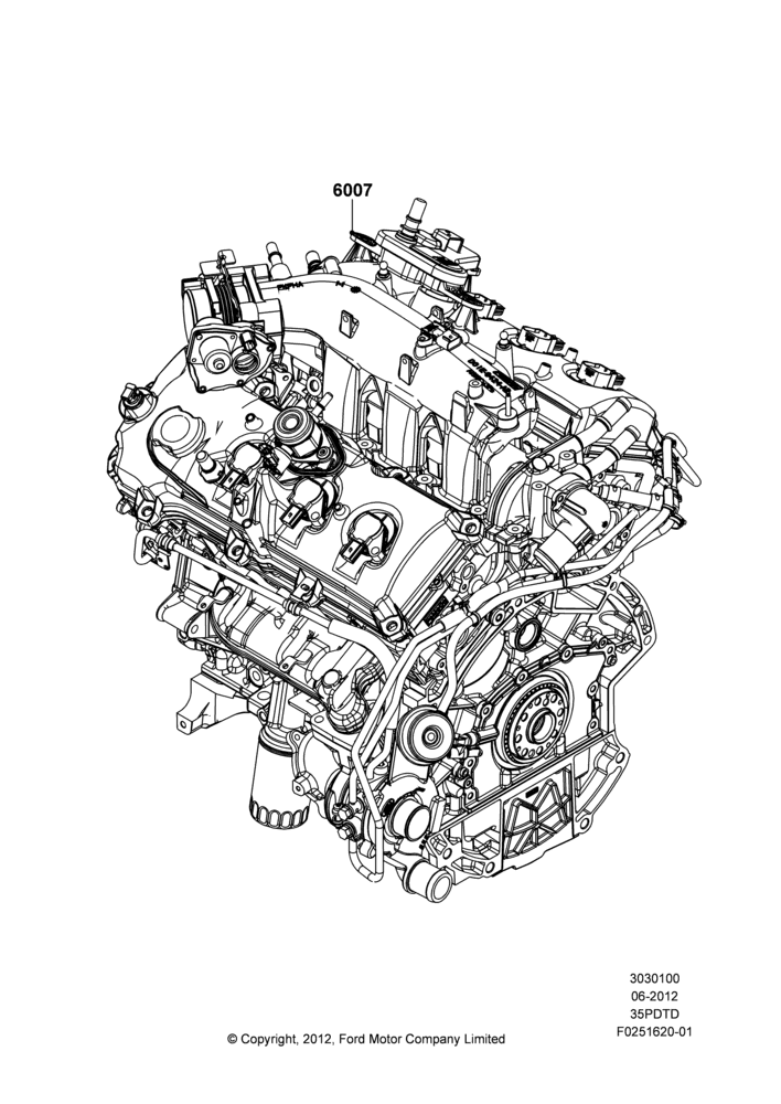 00D - Engine Assy Fully Dressed, 3.5L DOHC T/C V6 Gas; 04/SEP/2012-03/MAR/2019