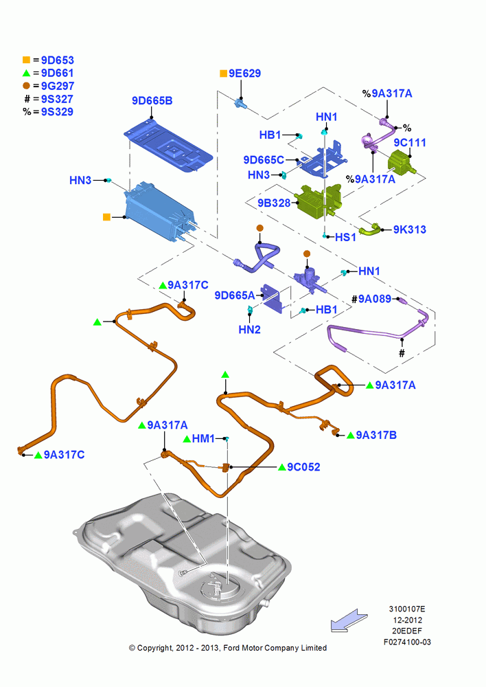 07E - Fuel Vapour System, 2.0L Duratec Hybrid (130kW), Plug-In Gas/Electric Hybrid; 21/JAN/2013-04/APR/2016