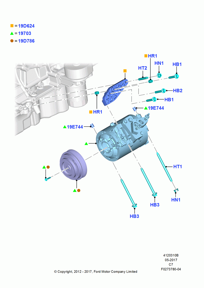 10B - Air Conditioning Condensr/Compressr, 2.5L Duratec (110kW/150PS), 2.0L EcoBoost (240PS), Compressor Assy; 13/AUG/2012-04/APR/2016