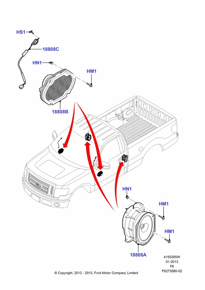 05W - Speakers, AM/FM CD/Clock, Regular Cab, With AM/FM CD Player; 20/AUG/2012-23/DEC/2014