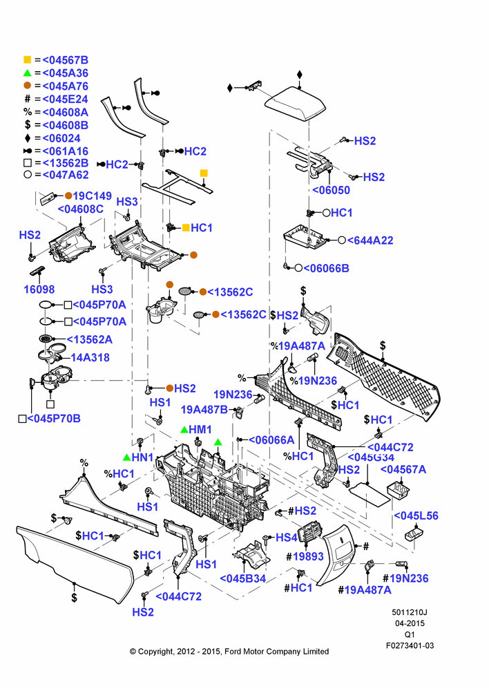 10J - Console - Floor, Lincoln/Mercury Series; 03/DEC/2012-24/DEC/2014