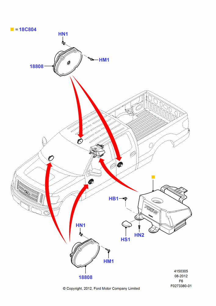 05U - Speakers, AM/FM CD/Clock, Crew Cab, With Radio Subwoofer; 20/AUG/2012-23/DEC/2014