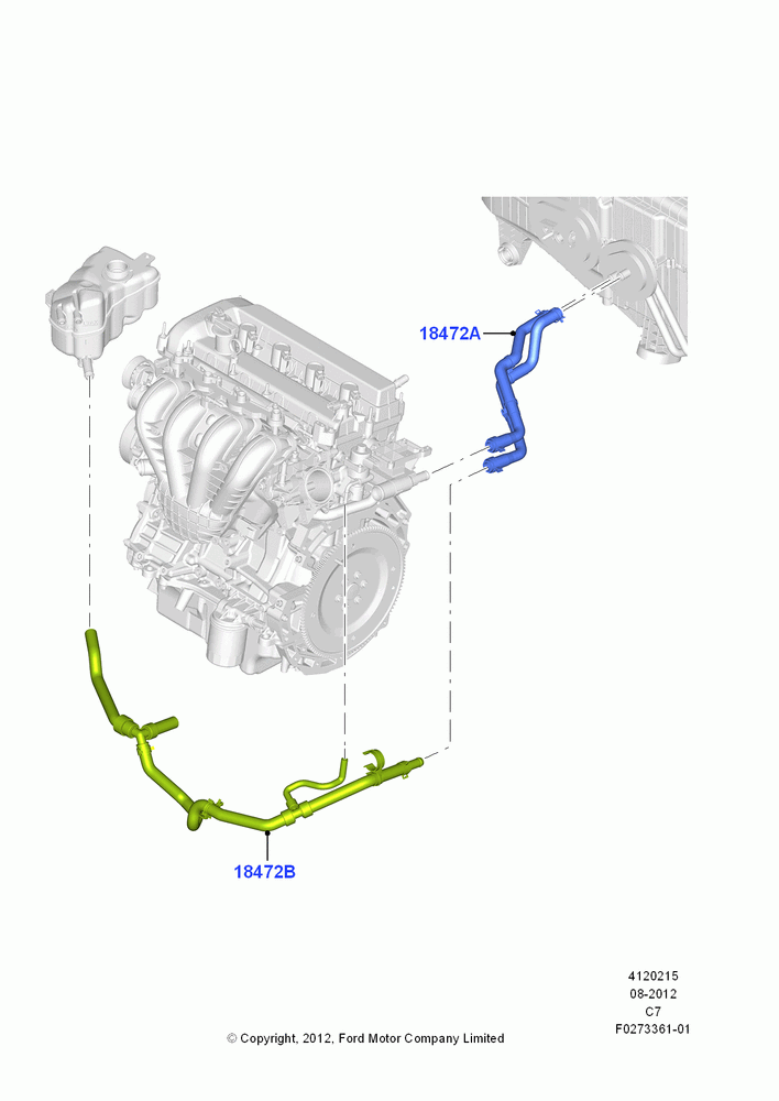 15D - Heater Hoses, 2.5L Duratec (110kW/150PS), 2.5L Duratec FFV (125kW/170PS); 13/AUG/2012