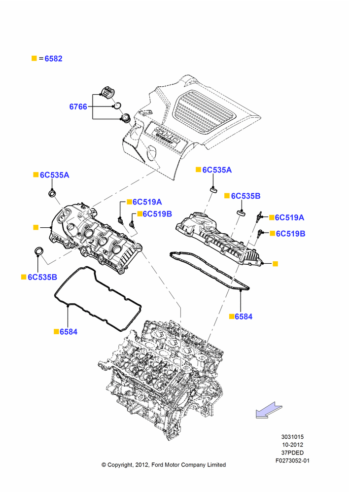 15D - Cylinder Head Cover, 3.7L DOHC V6 Gas.; 01/OCT/2012-01/MAR/2019
