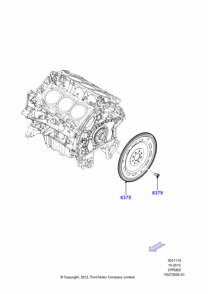 10D - Flywheel, 3.7L DOHC V6 Gas.; 01/OCT/2012-01/MAR/2019