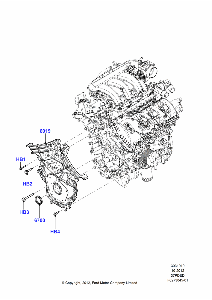 10D - Timing Gear Covers, 3.7L DOHC V6 Gas.; 01/OCT/2012-01/MAR/2019