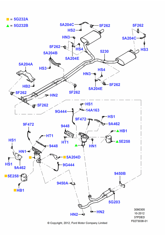 05F - Exhaust System, 3.7L DOHC V6 Gas.; 01/OCT/2012-01/MAR/2019