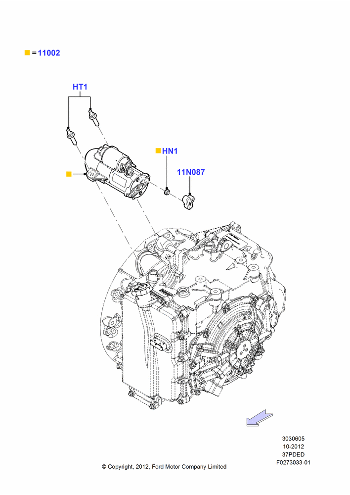 05D - Starter Motor, 3.7L DOHC V6 Gas.; 01/OCT/2012-01/MAR/2019