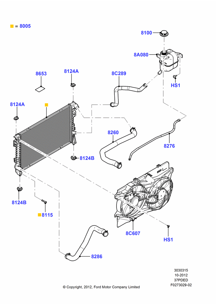 15D - Radiator/Coolant Overflow Container, 3.7L DOHC V6 Gas., (-) Police Version; 01/OCT/2012-01/MAR/2019