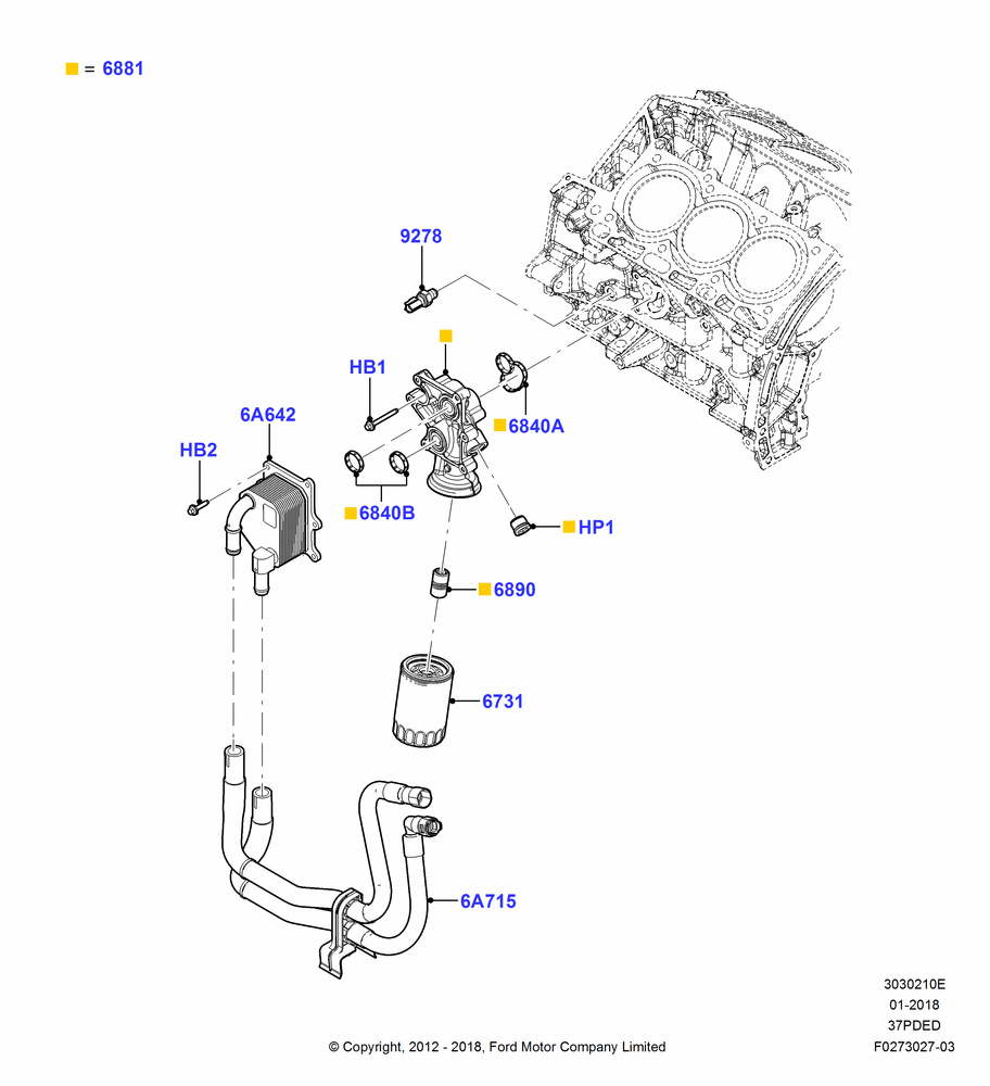 10E - Oil Cooler and Filter, 3.7L DOHC V6 Gas.; 01/OCT/2012-01/MAR/2019