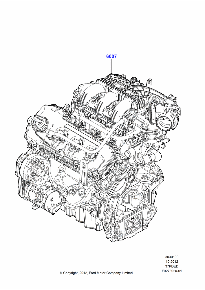 00D - Engine Assy Fully Dressed, 3.7L DOHC V6 Gas.; 01/OCT/2012-01/MAR/2019