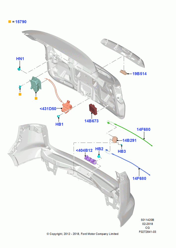 20B - Luggage Compt/Tailgte Lock Controls, With Power Liftgate; 23/JUL/2012-26/APR/2018