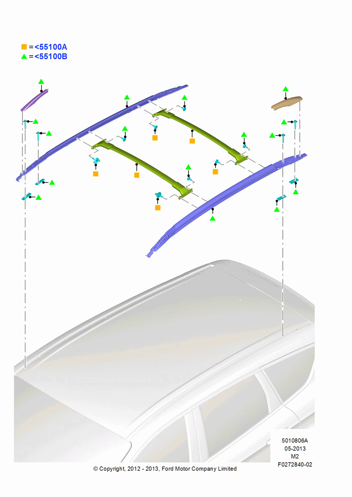 06XA - Accessory Roof Rack Mounting Kits, Kit OE Cross Bars And Side Rails; 09/APR/2012-03/JUN/2013