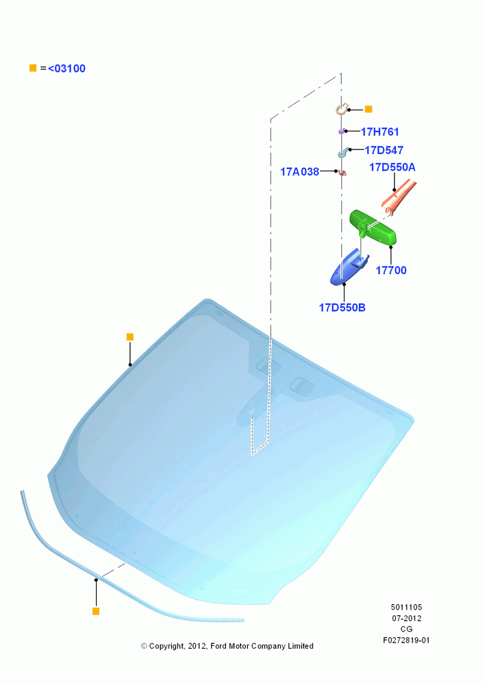 05B - Windshield/Inside Rear View Mirror, With Automatic Windscreen Wiper; 23/JUL/2012-26/APR/2018
