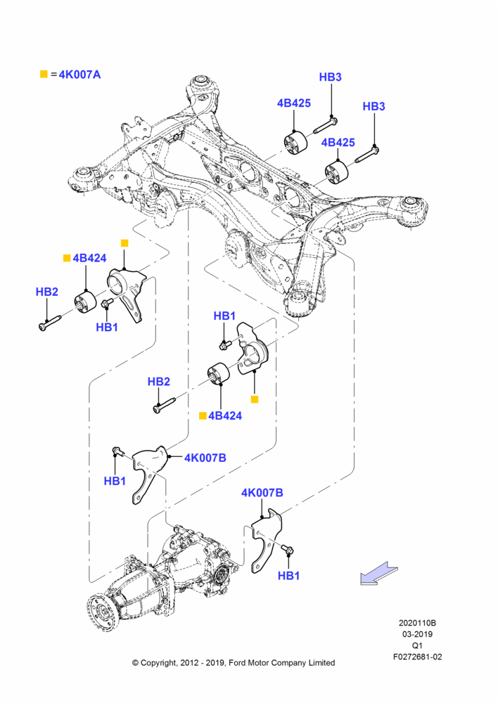 10B - Rear Differential Mounting, LHD 4WD (FTD); 30/JUL/2012-24/DEC/2014