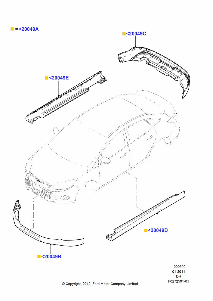 20XB - Body Dress Up Kits - Front, 5 Door Sedan, Accessory; 31/JAN/2011-08/DEC/2014