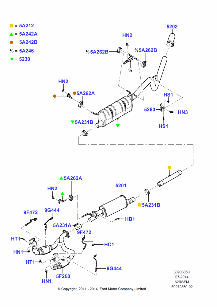 Exhaust System, 6.2L 16V OHC NA V8 Gas