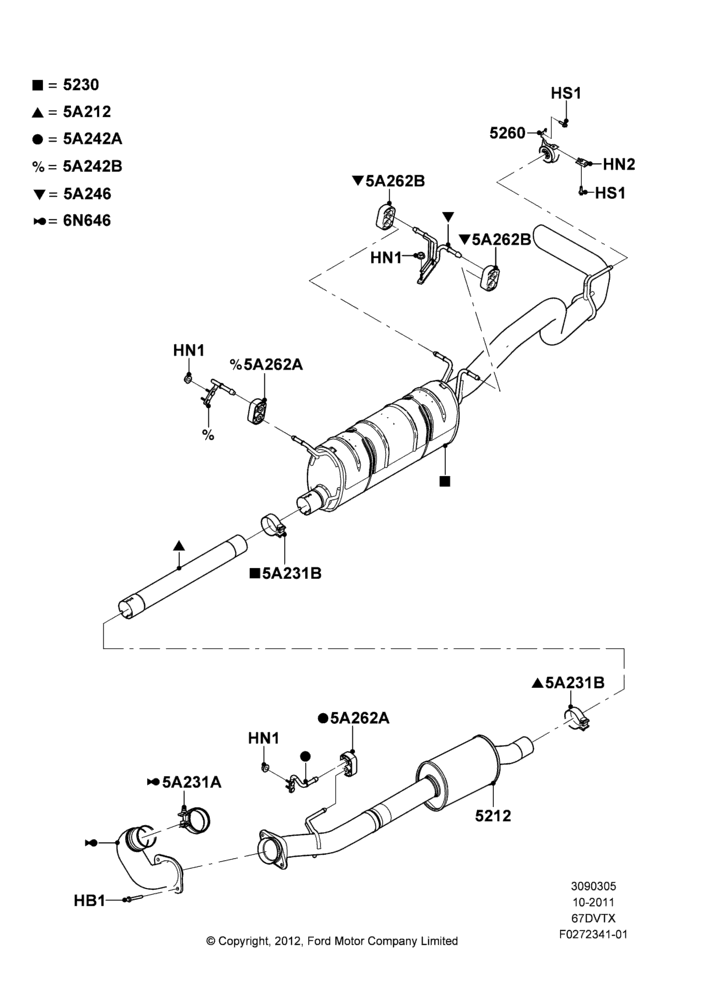 Exhaust System, (-)"CDN/MEX/USA", Narrow Frame (Chassis Cab), 6.7L 4V V8 T/C Diesel, High Sulfur Diesel Fuel Content, Mid Sulfur Diesel Fuel Content