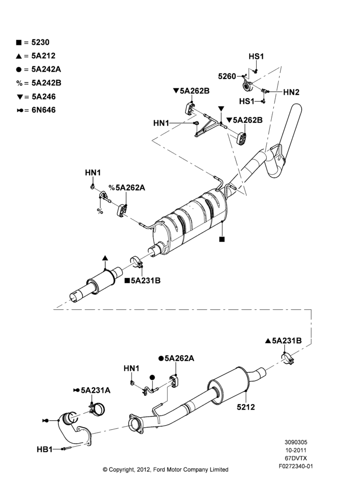 Exhaust System, (-)"CDN/MEX/USA", Wide Frame (Pickup), 6.7L 4V V8 T/C Diesel, High Sulfur Diesel Fuel Content, Mid Sulfur Diesel Fuel Content