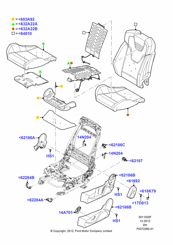 20F - Front Seat Pads/Valances & Heating, With Drivers Heated Seat, With Heated Passenger Seat, With Recaro Front Seat; 30/JUL/2012-08/DEC/2014