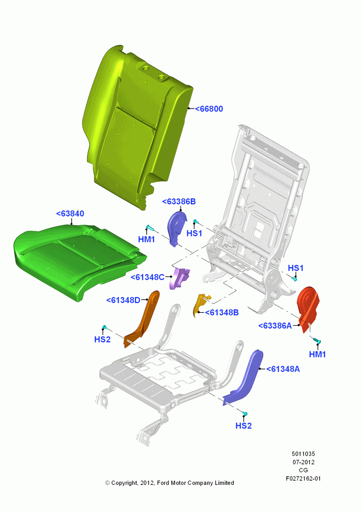 35B - Rear Seat Pads/Valances & Heating, 40% Seat, RH; 23/JUL/2012-26/APR/2018