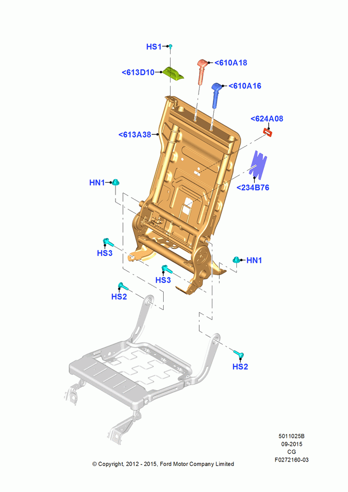 25B - Rear Seat Back, 40% Seat, RH; 23/JUL/2012-26/APR/2018