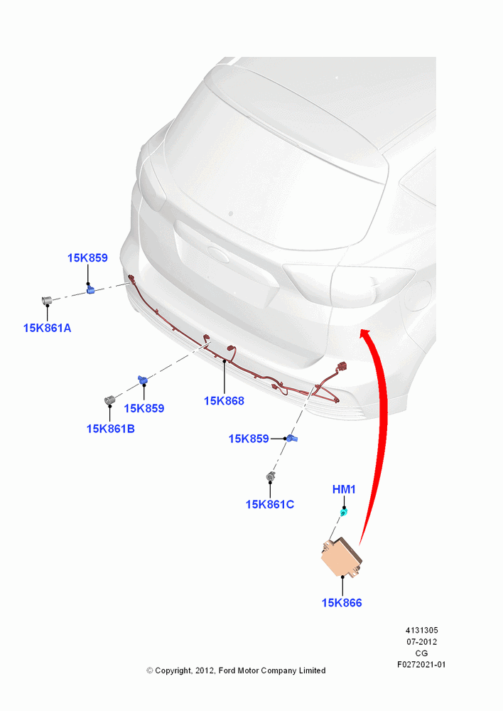 05B - Parking Distance Control, With Rear Parking Aid, Rear; 23/JUL/2012-26/APR/2018