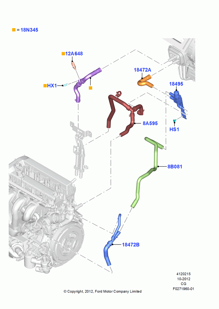 15B - Heater Hoses, Plug-In Gas/Electric Hybrid; 01/OCT/2012-26/APR/2018