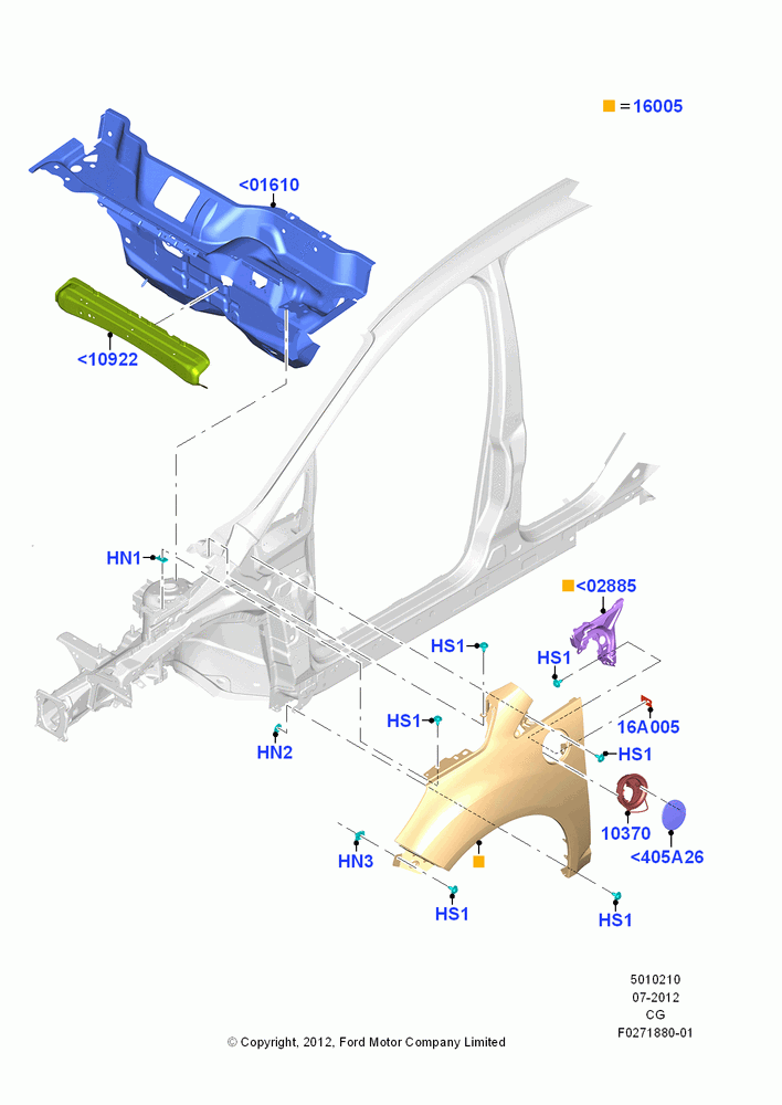 10B - Dash Panel and Front Fenders, Plug-In Gas/Electric Hybrid; 01/OCT/2012-26/APR/2018