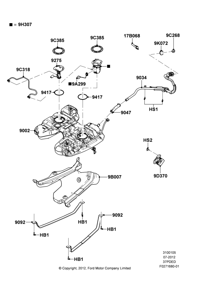 05H - Fuel Tank, 3.7L DOHC V6 Gas., LHD 4WD (FTD); 30/JUL/2012-24/DEC/2014