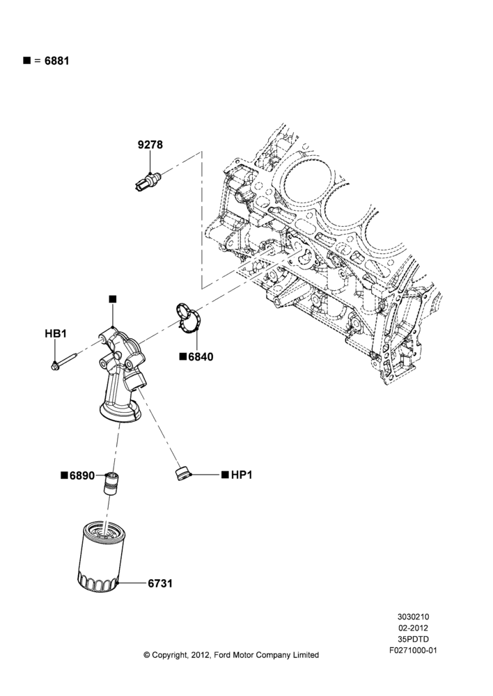 10C - Oil Cooler and Filter, 3.5L DOHC T/C V6 Gas, Less Engine Oil Cooler; 06/FEB/2012-01/MAR/2019