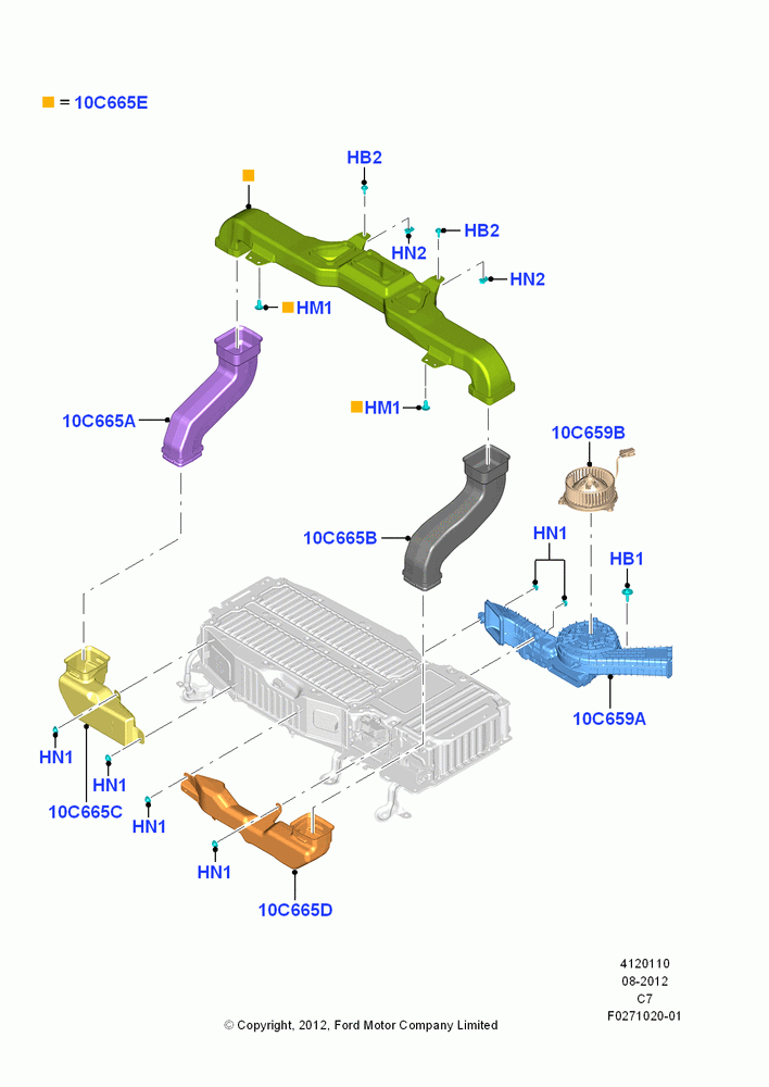 10A - AIR VENTS, DUCTS & LOUVRES - REAR, Less Plug In Hybrid; 13/AUG/2012