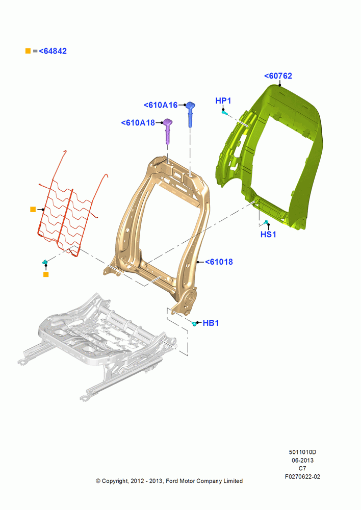 10D - Front Seat Back, With Electric Pass.Seat Recliner, Lumbar Seat Support Pass. Fixed; 13/AUG/2012-04/APR/2016
