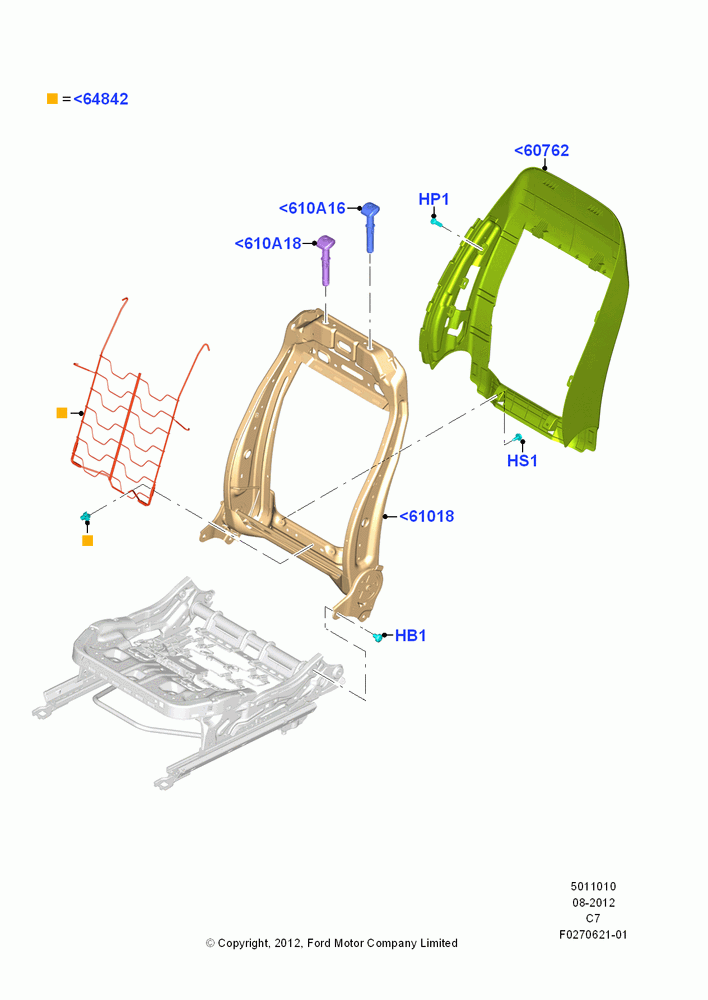 10C - Front Seat Back, Passenger Seat Recliner-Lever; 13/AUG/2012-04/APR/2016