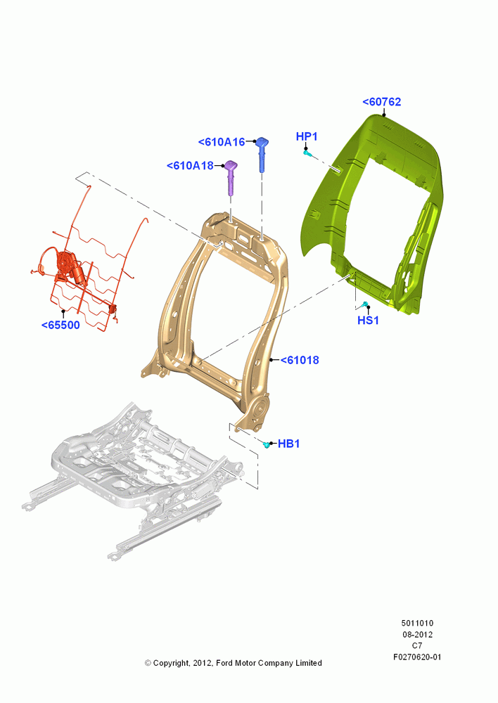 10B - Front Seat Back, With Electric Driver Seat Recliner, Lumbar Seat - 2 Way Driver; 13/AUG/2012-04/APR/2016