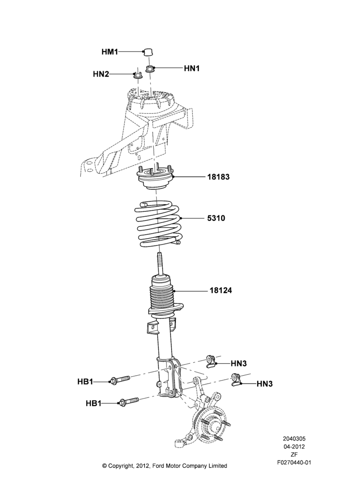 Front Suspension Struts and Springs, Shelby Version, Less Performance Pack