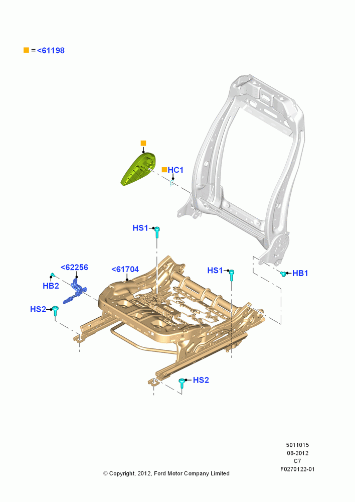 15D - Front Seat Base, With Pass. 2 Way Manual Seat Adjust; 13/AUG/2012