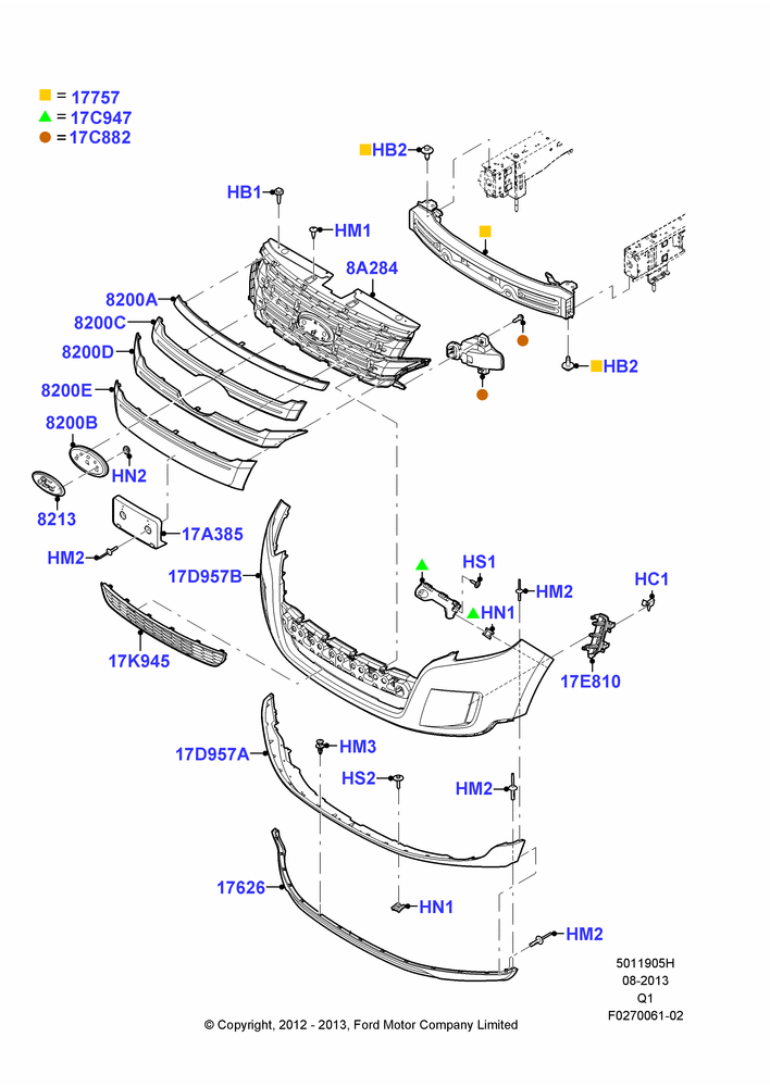 05H - Radiator Grille and Front Bumper, Limited, SE Version, SEL Version; 08/AUG/2011-24/DEC/2014