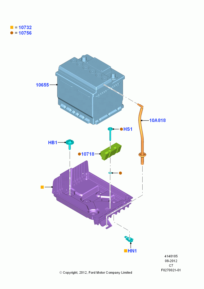 05C - Battery and Mountings, 2.0L Duratec Hybrid (130kW), 12 VOLT; 13/AUG/2012-04/APR/2016