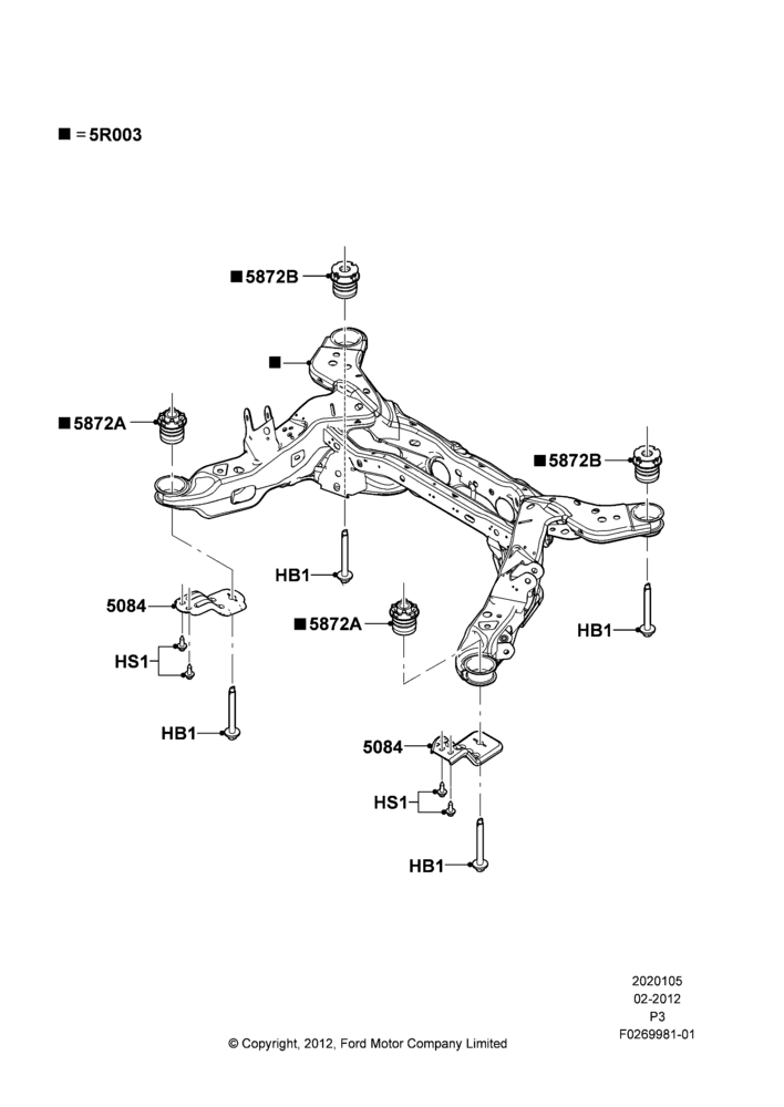 05C - Rear Suspension Frame Mounting, LHD 2WD (Front Wheel Drive); 29/FEB/2012