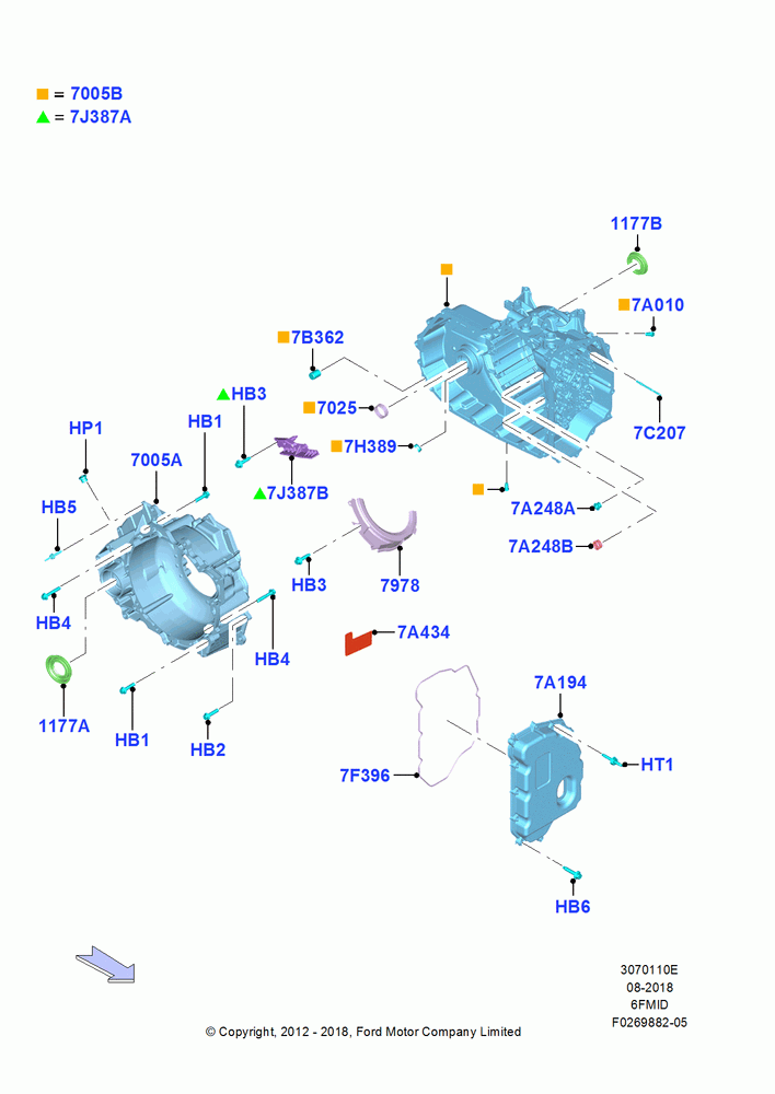 10E - Transmission External Components, 1.6L PI TC I4 ETHNL, 1.5L GTDI I4, 6 Speed Auto Trans 6F Mid-Range; 13/AUG/2012