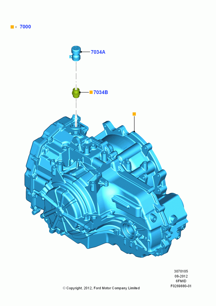 05E - Transmission & Speedometer Drive, 1.6L PI TC I4 ETHNL, 6 Speed Auto Trans 6F Mid-Range; 13/AUG/2012-13/JUL/2013
