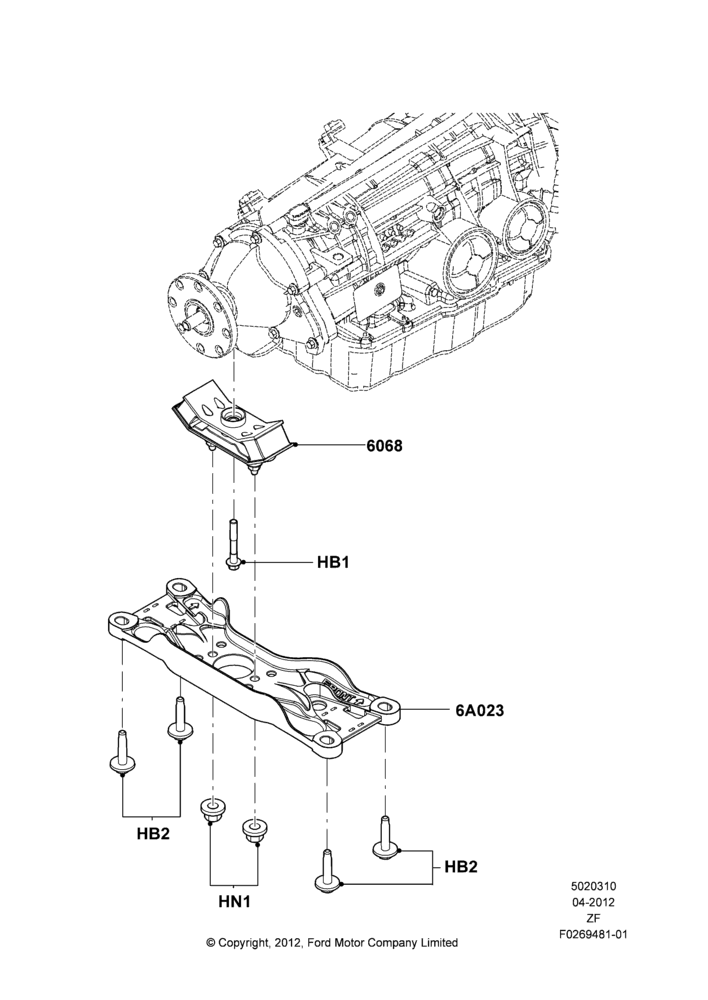 10J - Transmission Mounting, 5.8L DOHC SC GAS; 30/APR/2012-27/JUN/2014