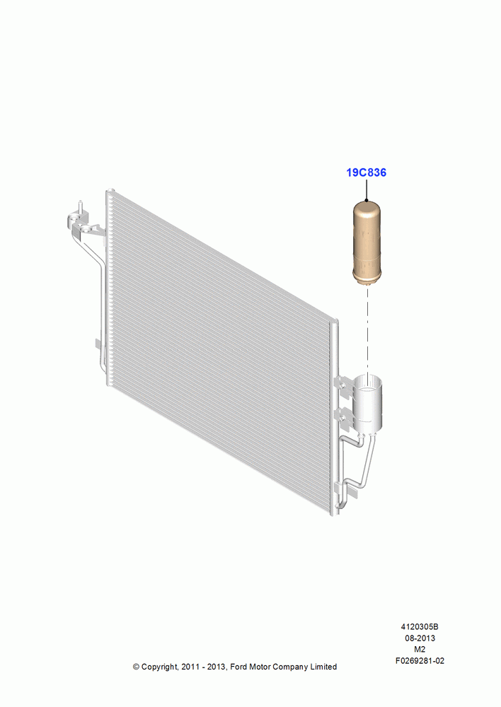 05B - Air Conditioning Accumulator Front, 2.0L EcoBoost (240PS) - MI4; 09/APR/2012-13/AUG/2019